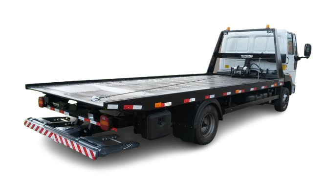 Plataforma guincho auto socorro Tratortec com asa delta e capacidade de 2.500 a 6.000 kg.