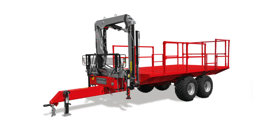 Carreta transportadora múltipla CTM 8.0 Ipacol com guindaste para carregamento de bags.
