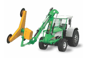 Podadora agrícola de pomares RAPTOR 3000 FRONTAL LUMA para poda lateral e de topo em pomares de citros.