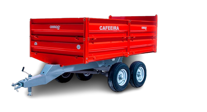 Comprar carreta cafeeira CEMAG CBHM6000 6 toneladas direto de fábrica com basculamento hidráulico duplo.