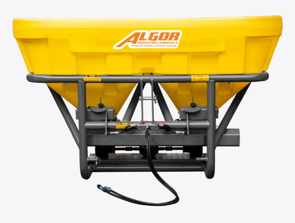 Distribuidor de adubo calcario e sementes Algor para aplicacao uniforme e continua na lavoura
