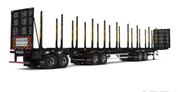 Tritrem florestal Metalesp de 2+2+2 eixos para transporte de toras de madeira em caminhão 6x4.