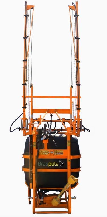 Pulverizador Braspulv BP 600/75 BM 12/14 de alto rendimento para culturas agrícolas.