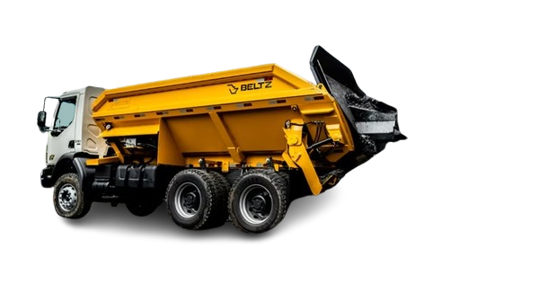 Equipamento com sistema de descarregamento por empurre Beltz Mineração.