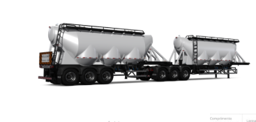 Super bitrem silo Metalesp 54m3 para transporte de cimento cal e pulverulentos em caminhão 6x4